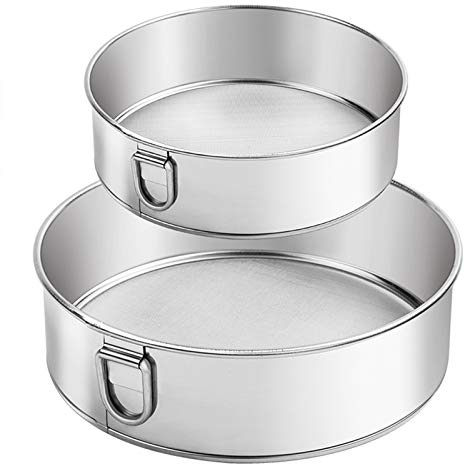 Webake Sieve 6-Inch 60 Mesh, 8-Inch 40 Mesh Sieves Fine Mesh Strainer Set of 2 Stainless Steel Sifter Round Flour Sieve for Baking Straining Powdering