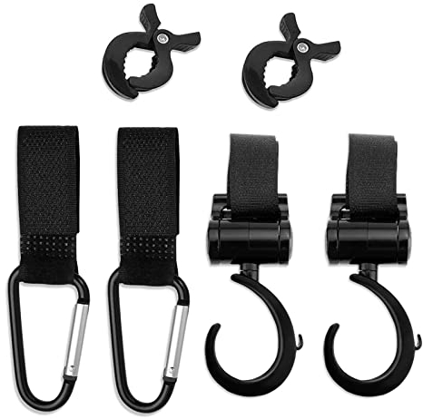 Kinderwagen Haken, LATTCURE Kinderwagen Klammern Haken Clips Stroller Hooks für Einkaufstasche Spielzeug Wickeltasche Winter Decke, Kinderwagen Zubehör (6 Stück)