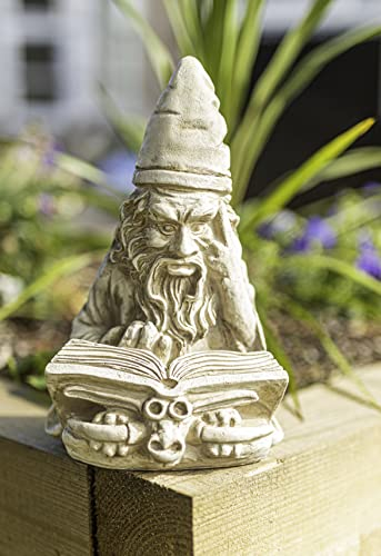 Garden Mile Gartenskulptur, Stein-Effekt, Lese-Zauberer, Garten-Skulptur, Statue, dekorativ, Kunstharz, Garten, Terrasse, Rasen, Fee, Neuheit