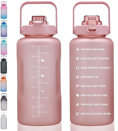 ST-YIBEN 100oz Large Motivational Water Bottle with Time Marker,Leakproof & BPA Free 3 Liters Big Gallon Water Bottle with Straw & Handle Tritan Frosted Water Jug for Women Men to Fitness,Gym,Sports