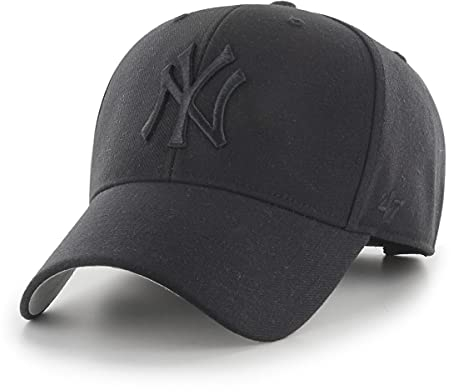 47 MLB New York Yankees MVP Unisex-Baseballkappe, Verstellbar, Hochwertiges Design und Verarbeitung, Black Logo, Black