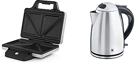 WMF Lono Sandwich Maker, Sandwichtoaster, für 2 Standard- oder XXL-Toasts & Stelio Wasserkocher Edelstahl 1,7l, elektrischer Wasserkocher mit Kalkfilter, 2400 W, Wasserstandsanzeige beleuchtet