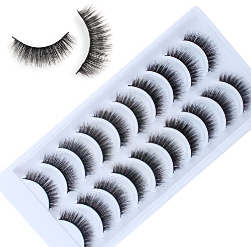 Sixstarhair Ciglia Finte Naturali 3D 10 Paia Morbide Ciglia Corte Ingombrante Eyelashes Nero Facili da Indossare Morbide e Riutilizzabili per il Trucco Degli Occhi