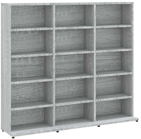 vidaXL Armoire à CD Étagère Meuble de Rangement Maison Armoire de Bureau Étude Chambre Intérieur Sonoma Gris 100x23x89,5 cm Bois d'Ingénierie