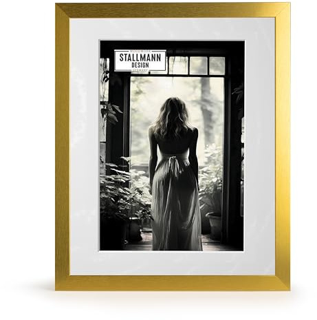 Stallmann Design bildram med passepartout 20 x 25 cm (bild 13 x 18) | färg: guld metall | 30 mm tjock ramlist