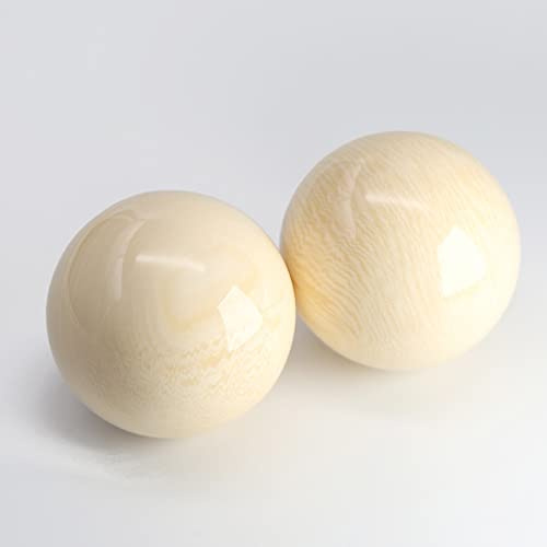 1 paire de boules de handball en résine naturelle - Doré, noir, corail, mer, saule, cire d'abeille - 50 mm - Ivoire