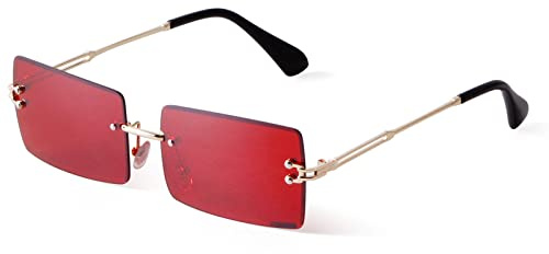 ADEWU Lunettes de soleil rectangulaires sans monture pour homme et femme Lunettes rétro vintage UV400 Unisexe Ultra légères