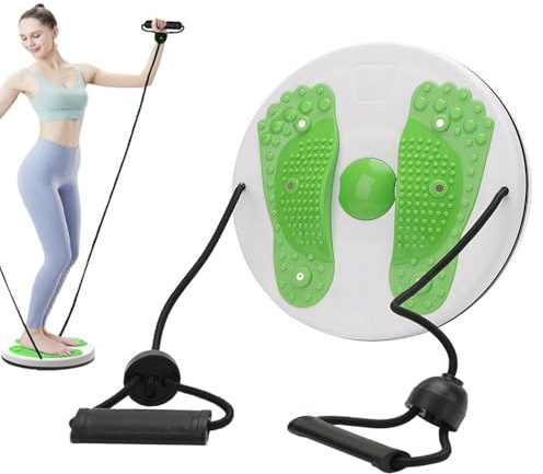 Ab Twist midjestavla, justerbar midjetränare vridskiva med handtag, midja bantning balans roterande skiva med massage fotsula för bantning midja armar höfter och lår (grön B)