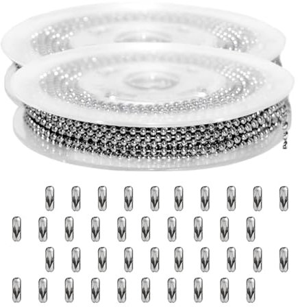 MAEXUS® Kugelkette Edelstahl, 2.4mm Perlenkette, Verstellbare Länge bis 10M, Silber, Schmuckkette, Kette, Kugelkette, für Herren, Schlüsselanhänger, Dekoration, DIY-Projekte