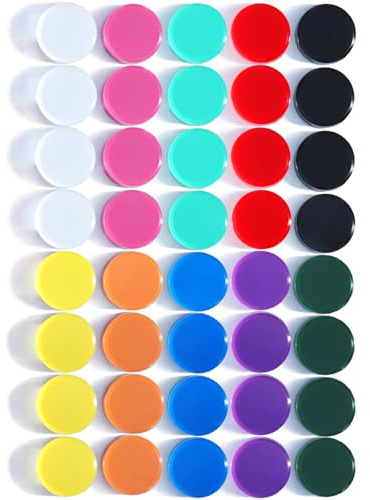 DUJEQM Fridge Magnets, 40 Pack 10 Colours Strong Small Round for Whiteboard | Heavy duty magnets for crafts, classroom, office, school, notice boards and planning boards. Cute mini durable home supplies