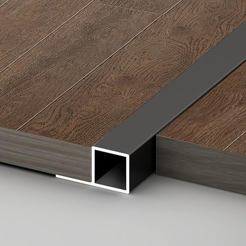 Raouoae Perfil De Transición De Esquina para Baldosas 125 Cm * 2 Piezas Tiras De Moldura para Bordes Y Transiciones En Cocina Y Baño, Perfil Duradero De Aluminio(Black,Width:12.2mm)