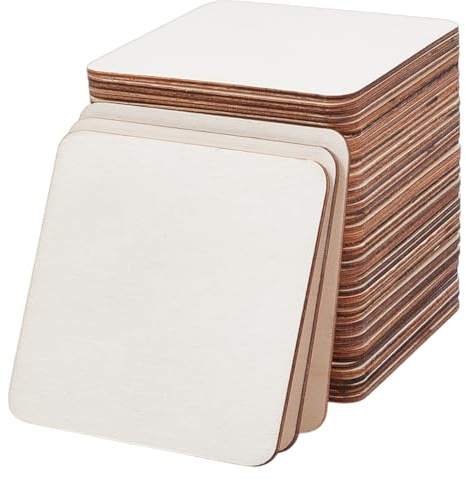 MAYJOYDIY 40 pezzi di trucioli di legno MDF sottili 12 x 12 cm non finiti in legno MDF tavole di legno naturale vuote fette di legno naturale per pittura, graffiti sottobicchieri, decorazioni per la