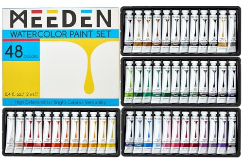 MEEDEN Watercolour Paint Tubes Set - 48 x 12ml (0.4 oz) Colors Painting Set Art Supplies - Non Toxic Water Color Paint for Adults Beginners Students