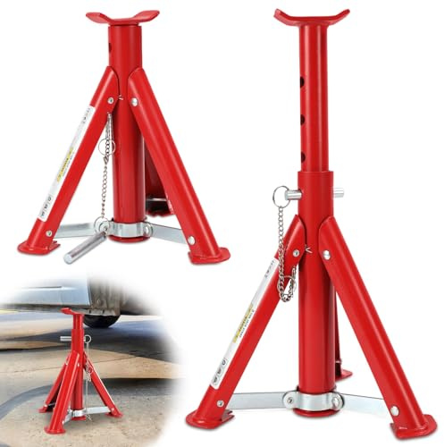 Izrielar Cavalletto di sostegno per auto 2T con carico pesante, regolabile in altezza (29-40,5 cm), supporto per SUV e auto, staffa di sicurezza, massima stabilità durante il cambio di pneumatici e la