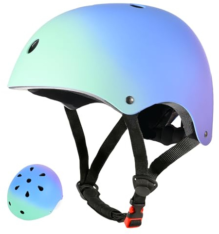 LIRENGUI Color Gradient Kids Bike Helmet Skateboard Helmets for Girls Boys Toddler Child Adjustable Helmet for Multi-Sports Cycling Skating Scooter(Medium)