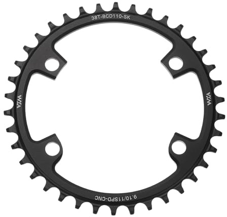 sourcing map 110BCD Bike Chainring 38T 9/10/11 Speed 160mm Diameter Round Aluminum Narrow Wide Tooth Bike Chainwheel for MTB Road Bike, Black