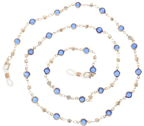 VILLCASE Chaînette pour Lunettes 70cm Femme à Perles Cordon Anti-Perte Réglable Lanière Légère pour Lunettes de Soleil et Vue pour Usage Quotidien et Activités en Extérieur Couleur Bleu