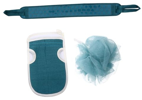 FONDOTIN Moufles Exfoliants Accessoire Bain en Fibre Végétale Set de 3 Kit Pratique et Facile à Ranger et Garçons et Filles pour Bain pour Amis