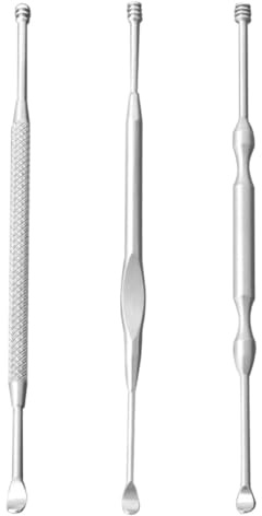 PACKOVE Cucharas para Orejas de Acero Inoxidable 3piezas Resistentes y Fáciles de Almacenar para Limpieza de Oídos y Eliminación de Cerumen en Festivales y Cumpleaños