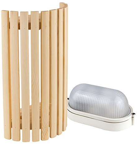 Kit d'éclairage de Sauna Abat-jour Sawo 914-VP de Pin avec E27 IP54 Lampe de Sauna et Câble de Silicone 5m SiHF