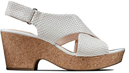 Clarks Maritsa Lara, Sandali Con Cinturino Alla Caviglia Donna, Bianco (White Snake White Snake), 36 EU