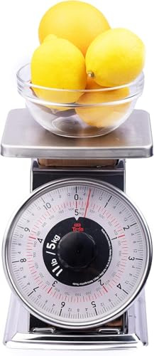 Tada 11lb Stainless Steel Analog Kitchen Mechanical Dial Scale Manual Food Scale with Platform for Restaurants and Cooking
