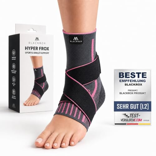 BLACKROX Bandage, jämförelsevinnare, ankelbandage, ankelband, bandage, ankelled, sport, handboll, fotboll, volleyboll, fotbandage, fotledsbandage kvinnor och män vänster och höger (rosa, M)