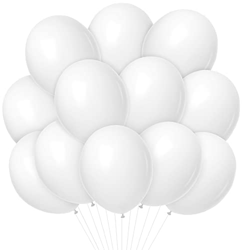 Luftballons Weiß, 100 Stück 12 Zoll Weiss Latex Ballons, Helium Luftballons für Hochzeit Geburtstag Valentinstag Babyparty Taufe Party Deko