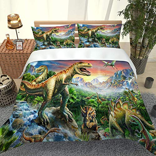 MQBHJI Housse De Couette 220X240 CM 3D Ancien Dinosaure - Parure De Lit Adulte en Microfibre 2 Personnes avec Fermeture Éclair, Housse Couette Imprimé avec 2 Taies d'oreiller 65X65 CM