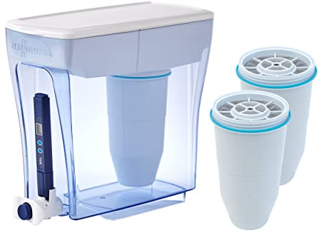 ZeroWater - Kit de filtración de agua (4,7 L, con 3 cartuchos de filtro y dispositivo de medición de la calidad del agua, sin BPA, certificado NSF, ideal para reducir la piedra caliza, el plomo y