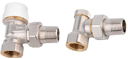 S SIENOC Válvula termostática, cabezal termostático, conexión para radiador, juego de conexión atornillada (válvula termostática esquina 1/2 + unión roscada esquina 1/2)