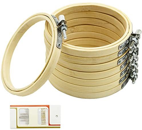 8 Pack 4 inch Mini Bamboo Circle,Embroidery Hoop Cross Stitch Hoop Ring for DIY Art Craft Handy Sewing