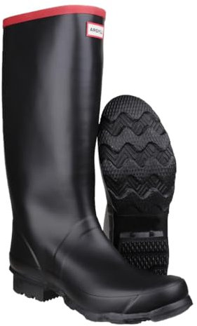 Hunter Unisex Argyll Full Knee Rubber Black Black Boots 8 UK