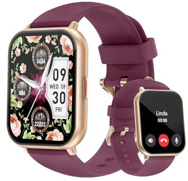 Smartwatch Damen mit Bluetooth Telefonfunktion,1.85'' HD Display Smart Watch,Fitnessuhr Damen IP68 Wasserdicht,Schrittzähler Uhr Damen110+ Sportmodi Pulsmesser Schlafmonitor kompatibel für iOS Android
