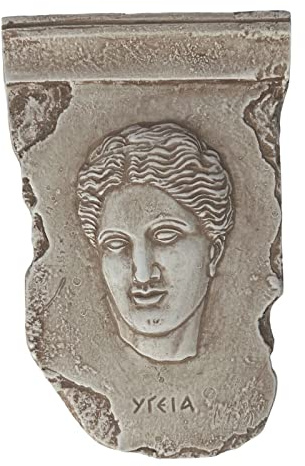 Hygeia Salus - Tavoletta da Parete in Bassorilievo Greco della Dea Romana della Buona Salute in Terracotta
