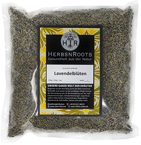 Lavendelblüten 1000g • Lavendel intensiv duftend • Ganze Blüten für Lavendelsäckchen, Tee oder als Duft • 100% Natur • Kräutertee • Erste Wahl • HerbsnRoots