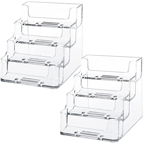 SXCCNW Business Card Holder, 2 Pack 4-Tier Card Display Desk Stand, for Desk Name Card Display Holder Office Business Card Display Stand 10 X 9 X 9.5 Cm