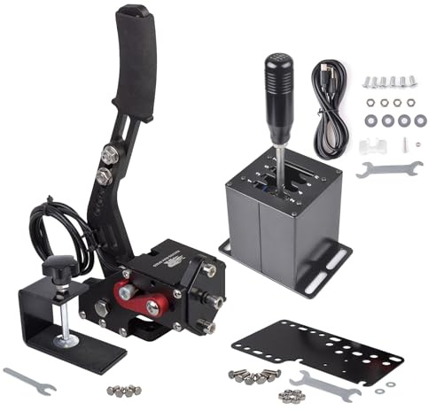 CNRAQR PC USB Handbrake and Racing Game Simulator Shifter 7+R H Gear for Logitech G29 G27 G25 G920 with Thrustmaster T300RS/GT