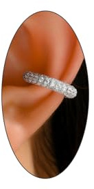 Chunky Gold Hoops Ear Clips Earrings for Women Men Sparkle Rhinestone Cuffs Non Piercing Earrings Trendy CZ Cartilage Earrings Hypoallergenic Jewelry(Silver)