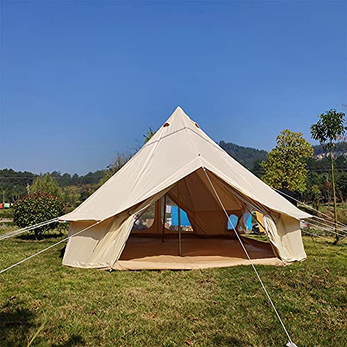 OUZBEM Glockenzelt, Segeltuch, wasserdicht, mongolisches Jurtenzelt, doppelschichtig, Tipi-Zelt, Outdoor, Camping, Familienzelt, Pyramiden, Indianerzelt, 4-Jahreszeiten Vision