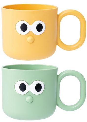 Lot de 2 gobelets de rinçage pour enfants - Porte-brosse à dents - Anti-chute - Grand diamètre - Pour se brosser les dents - Gobelets de salle de bain avec poignée