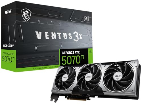 MSI Gaming RTX 5070 Ti 16G Ventus 3X OC Tarjeta gráfica (16 GB GDDR7, 256 bits, rendimiento extremo: 2497 MHz, DisplayPort x 3 2.1a, HDMI 2.1b, arquitectura NVIDIA Blackwell)
