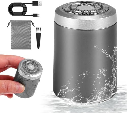Gxpjycfob Mini Rasoio Elettrico per Uomini, Electric Razor Shavers, Rasoio Elettrico da Viaggio Portatile, Impermeabile IPX7 Ricaricabile da USB, Mini Rasatura per Uomini, Auto, Viaggio, Ufficio