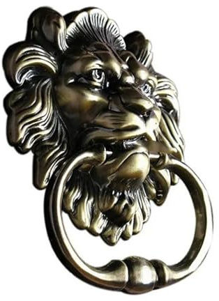 IZHAOGJING Battente per Porta, Battente Ottone Batacchio Antico a Forma di Leone, con Testa di Leone, Decorazione for la casa con Viti Incluse.