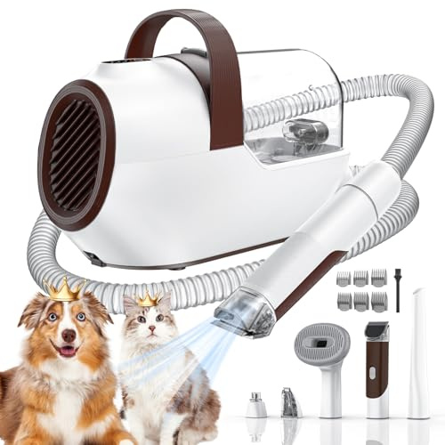 Ozumek Dog Grooming Vacuum, Dog Grooming Kit with Pet Clipper Nail Grinder, 6 Pet Grooming Tools (Mushroom)