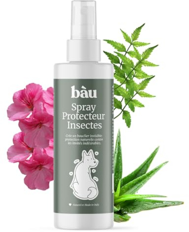 BAU Répulsif Antiparasitaire Naturel pour Chiens à l’Huile de Neem, Spray Anti-Tiques, Éloigne Les Insectes, Anti-Moustiques aux Huiles Essentielles de Citronnelle
