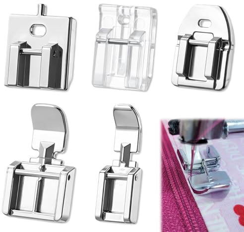 GSGFUIS Set di 5 piedini multifunzionali, accessori per piedino in acciaio inox e plastica, compatibile con macchine da cucire domestiche Brother, Singer, Janome