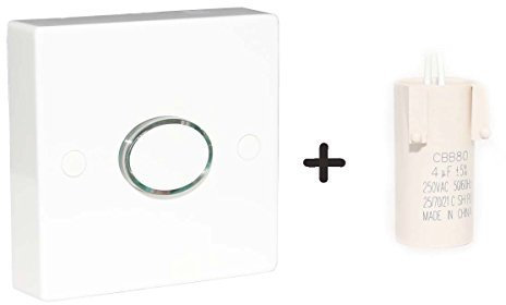 LOWENERGIE Energy Saving Time Lag Switch with PFCC Capacitor – Adjustable Delay Rundown, Illuminated Push Button – Bundle of 2 for Lighting Efficiency