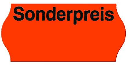 POKORNYS – 9.000 selbstklebende Etiketten Sonderpreis für Preisauszeichner (rot / 26x12mm) I permanent haftend I Preisetiketten für Handauszeichner mit Wellenrand ​