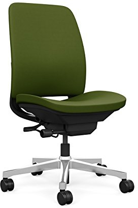 Steelcase Amia Task Chair: Black Frame/Polished Aluminum Base - Armless - Hard Floor Casters